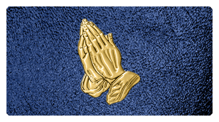 DSC700 516 GD SH BL Gold Praying Hands Shimmer Blue Background